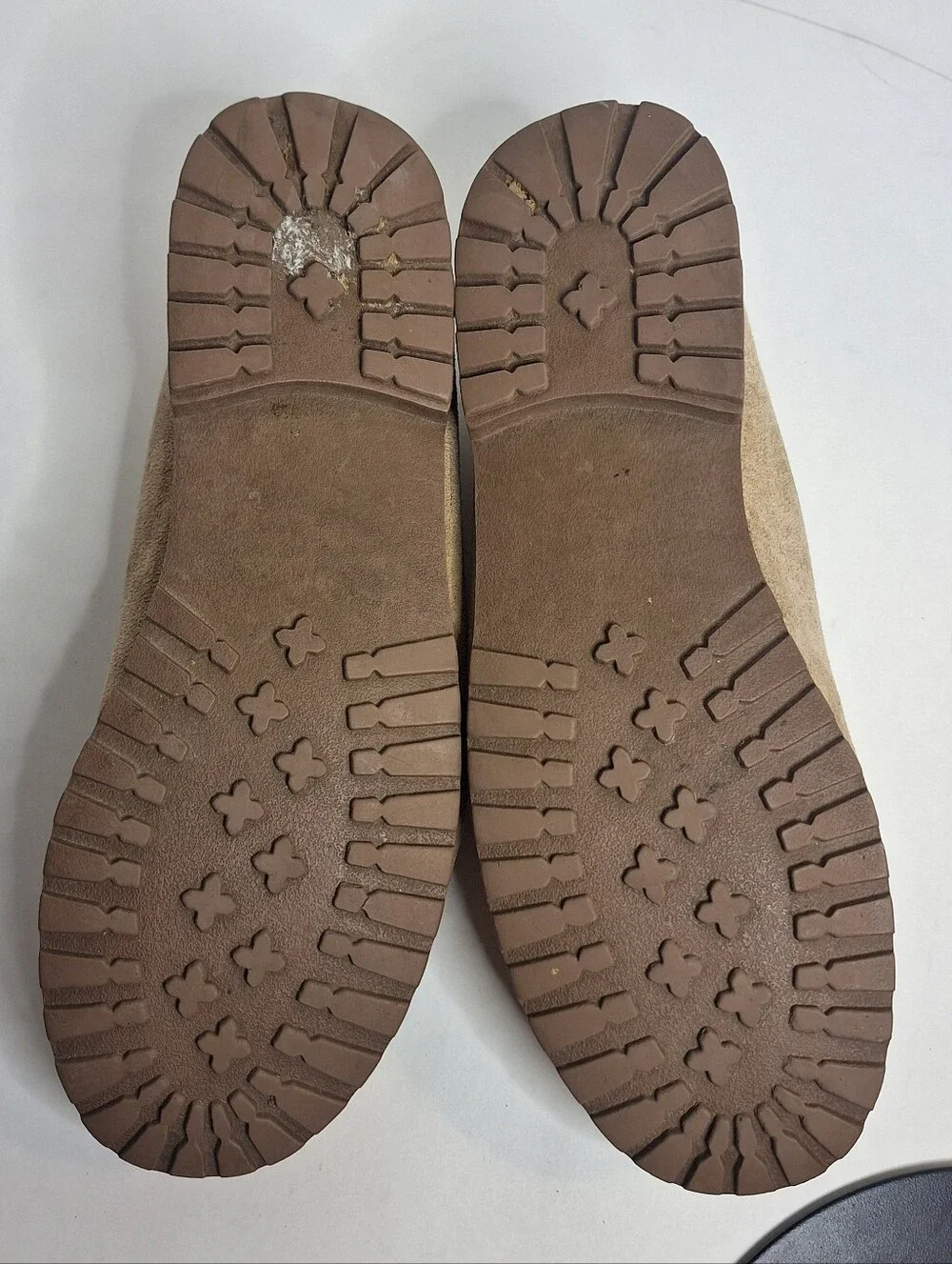 Vintage Eddie Bauer Wmns 7.5W Sand Suede Leather Driving Loafers Slip On Comfort